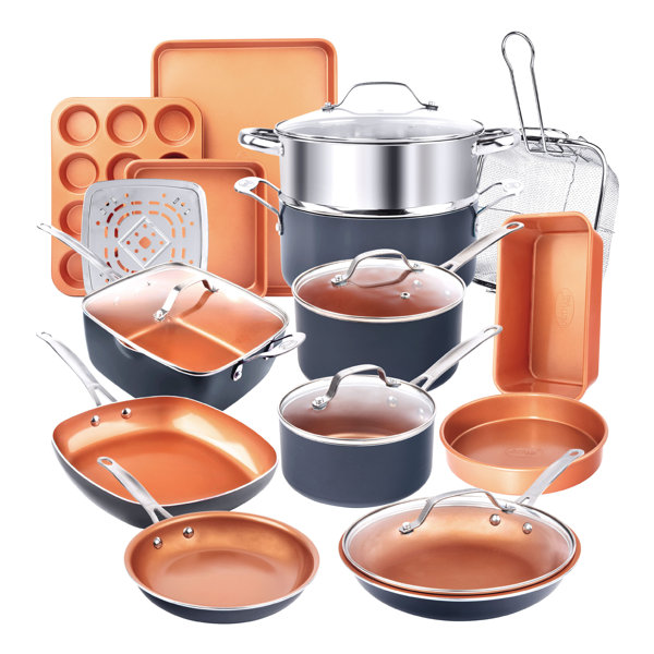 Set de 20 piezas de utensilios de cocina y repostería antiadherentes Gotham Steel, mangos que se mantienen fríos, apto para horno y lavavajillas