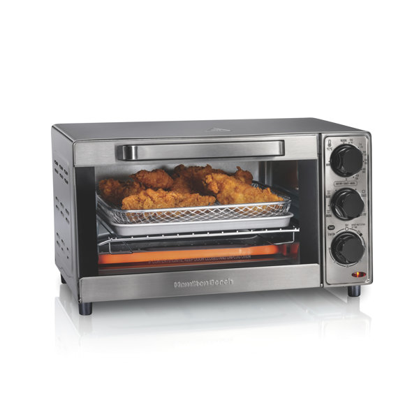 Combinación de Horno Tostador y Freidora de Aire Hamilton Beach® Sure-Crisp, para Pizza de 9 pulgadas, Capacidad para 4 Rebanadas, Circulación Potente, Apagado Automático, Exterior de Acero Inoxidable
