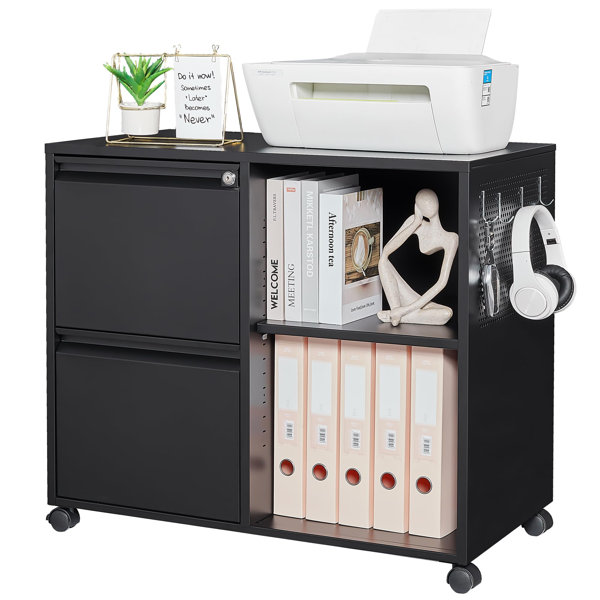 Keydy 31.5 pulgadas de ancho, archivador móvil de acero con 2 cajones