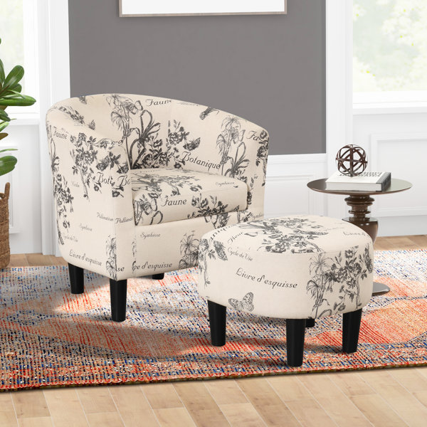 Sillón moderno de 26" tapizado suave y elegante para sala de estar con otomana