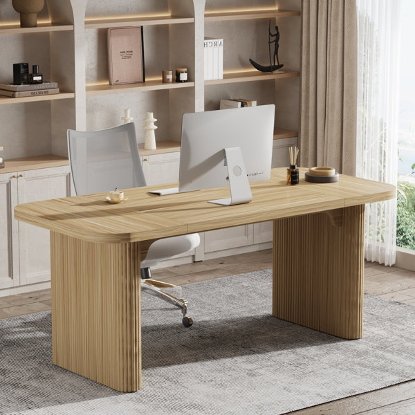 Escritorio ejecutivo moderno simple Girace de 62.99 pulgadas de ancho con tapa de madera ingenieril y patas