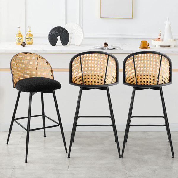 Ayiden Sillón Giratorio Tapizado en Boucle para Barra y Mostrador