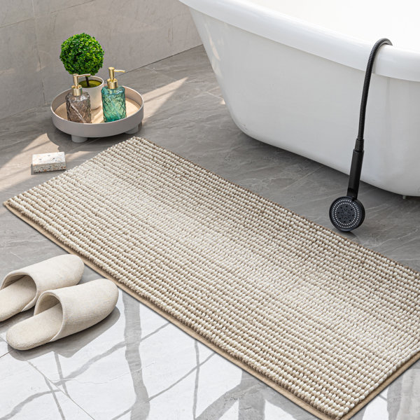 Alfombra de baño de microfibra y felpa suave Zager con base antideslizante