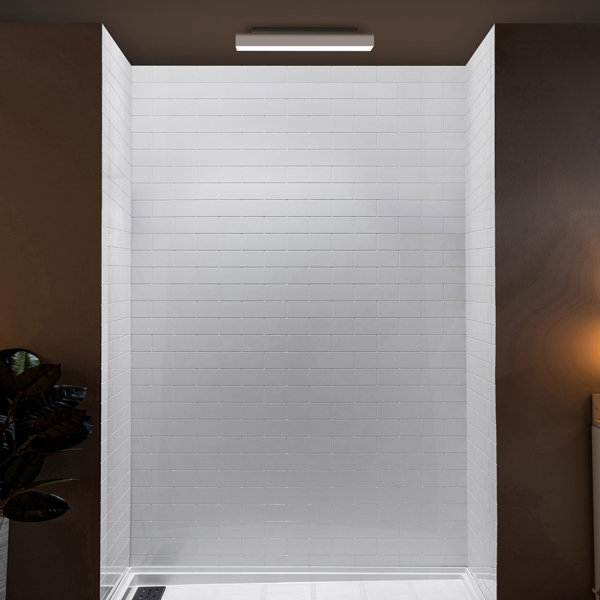 Panel de pared para ducha de superficie sólida de 60'' de ancho x 36'' de fondo x 75/96'' de alto, adhesivo, cortable, espesor de 0.137 pulgadas