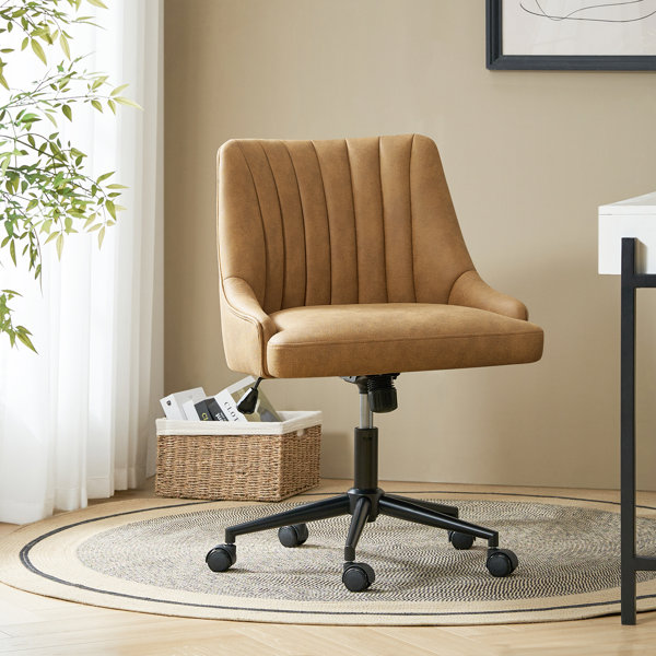 Sillón de oficina giratorio tapizado con tachuelas, 23 pulgadas
