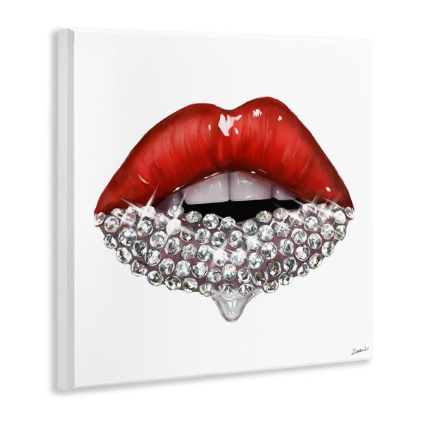 Labios rojos glamorosos con piedras cosméticas brillantes de Ziwei Li - Impresión de arte gráfico