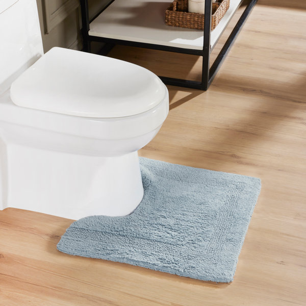 Alfombra de baño contorneada reversible de felpa 100% algodón Lux Premium – Super absorbente, lavable a máquina, forma de U para inodoro, 20” x 20”