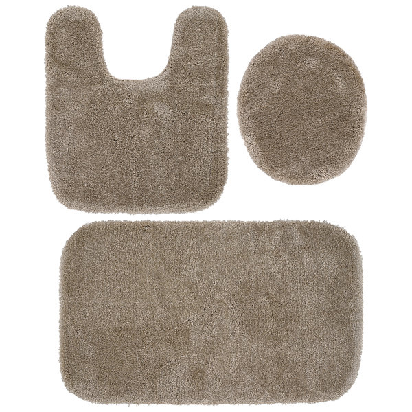 Set de 3 alfombras de baño Billy-Dean de nailon con base antideslizante