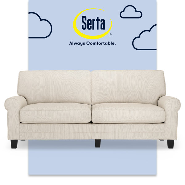 Sofá Serta Copenhagen de 78" con brazo enrollado, tela fácil de cuidar, respaldo suave tipo cojín, cojines de asiento con resortes ensacados