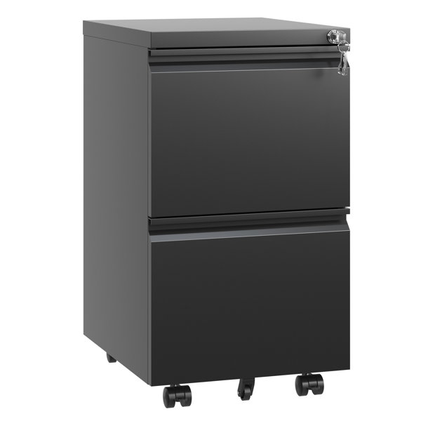 Makeace 14.6"W Archivo Metálico de 2 Cajones Ensamblado con Cerradura para Archivos Tamaño Carta/Extra Oficio, Rueda requiere ensamblaje