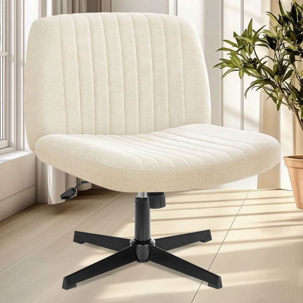 Silla de oficina Taneha con asiento ancho, sin brazos y patas cruzadas