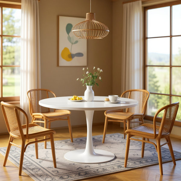Mesa de comedor Indars con base redonda de metal