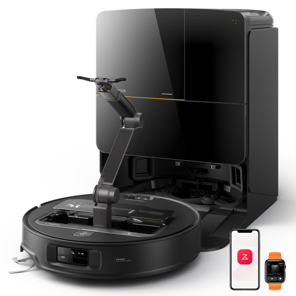 Aspiradora y trapeadora robot Roborock Saros Z70, brazo Omnigrip, succión de 22,000Pa, inteligencia artificial, tecnología Flexiarm Riser, lavado y secado automático de mopa