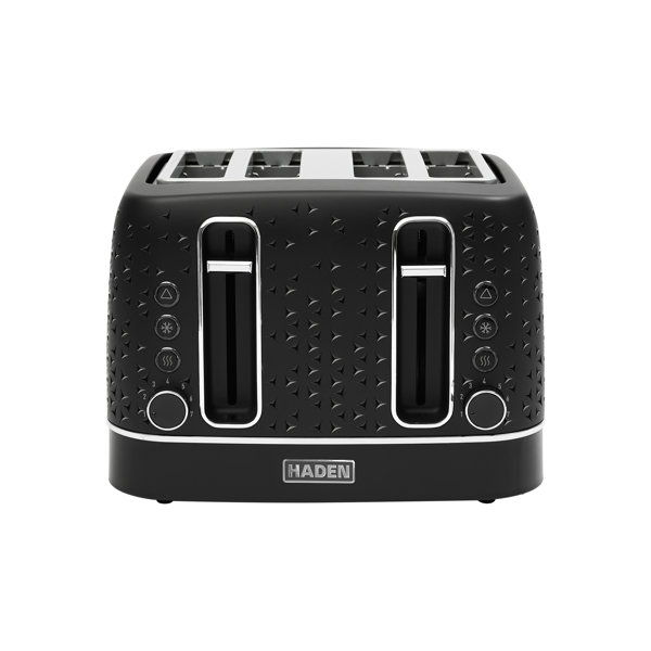 Tostadora Haden Starbeck de 4 rebanadas, ranura ancha, acero inoxidable, negro y cromo