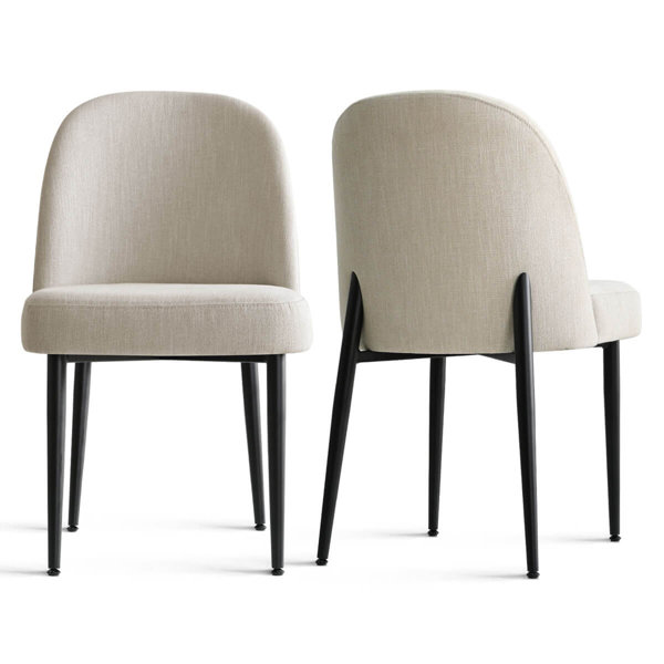 Silla de comedor moderna tapizada en lino con patas de metal