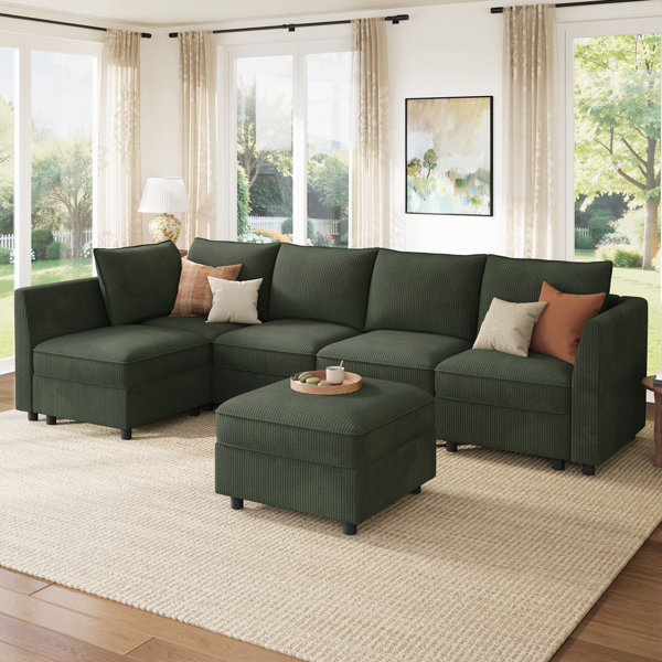 Sofá modular con almacenamiento en forma de U, tapizado, Tremee