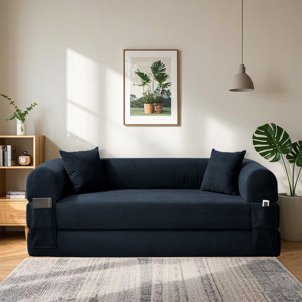 Sofá cama convertible Boneless con cojín cilíndrico, sofá plegable de felpa, sofá de piso en caja, sin instalación y fácil de transportar, asiento profundo
