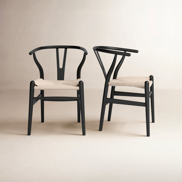 Silla de comedor Wyn de madera maciza tejida