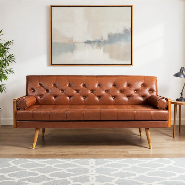 Sofá Bel-Air 72.2" de 3 plazas, estilo moderno de mediados de siglo, tapizado y con cojines de refuerzo