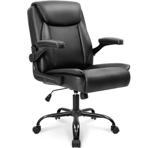 Silla de oficina ejecutiva Nakysha de cuero PU con base giratoria y reposabrazos acolchados
