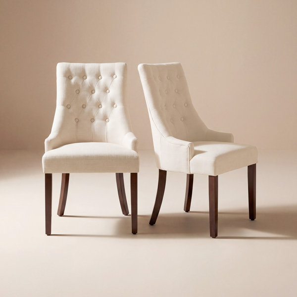 Sillón lateral tapizado con respaldo alto y tachuelas Aalbert