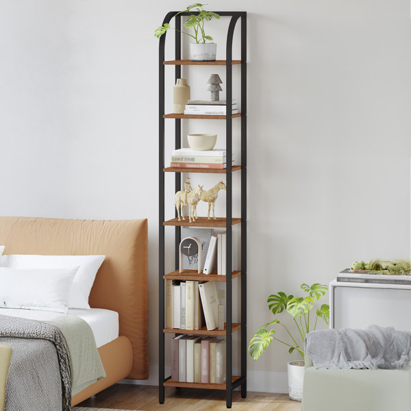 Estante angosto para libros, rack de almacenamiento alto, para sala de estar, estilo industrial