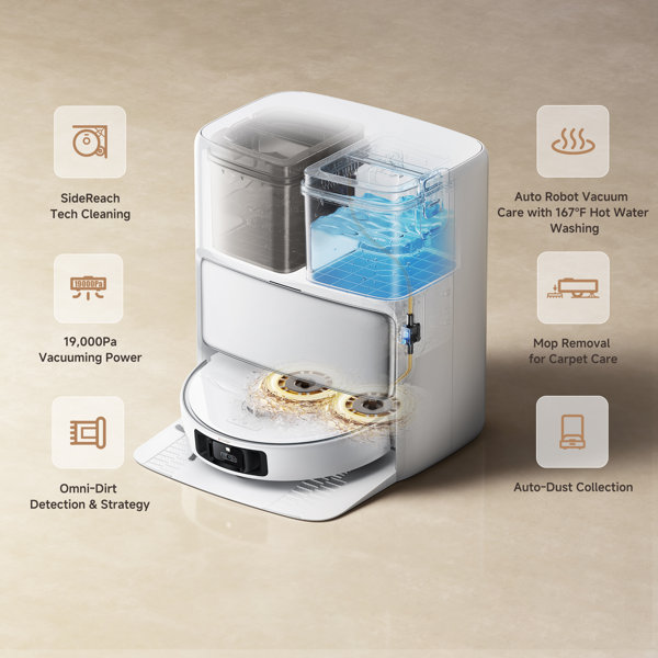 Aspiradora y Trapeadora Robot P50 Pro Ultra, Mopa Autoextraíble, Succión 19000 Pa, Autolavado con Agua Caliente 75℃, Autovaciado y Recarga