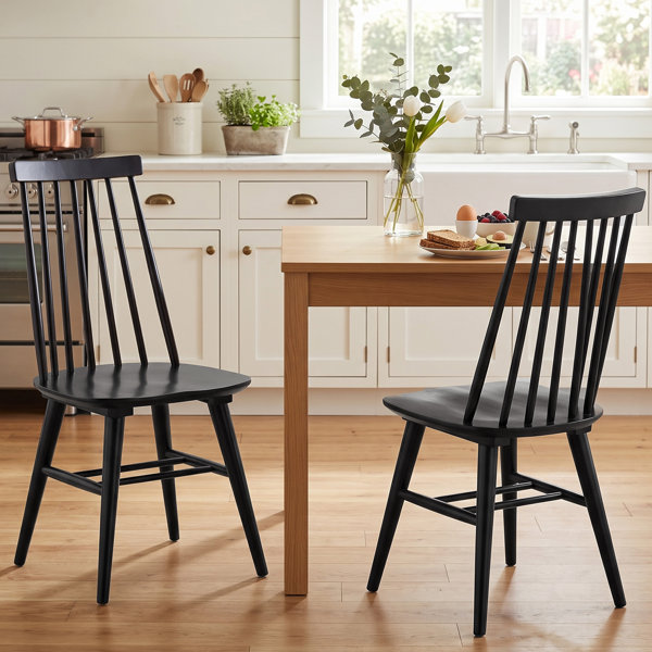 Silla de comedor Alvie estilo granja moderna con respaldo Windsor