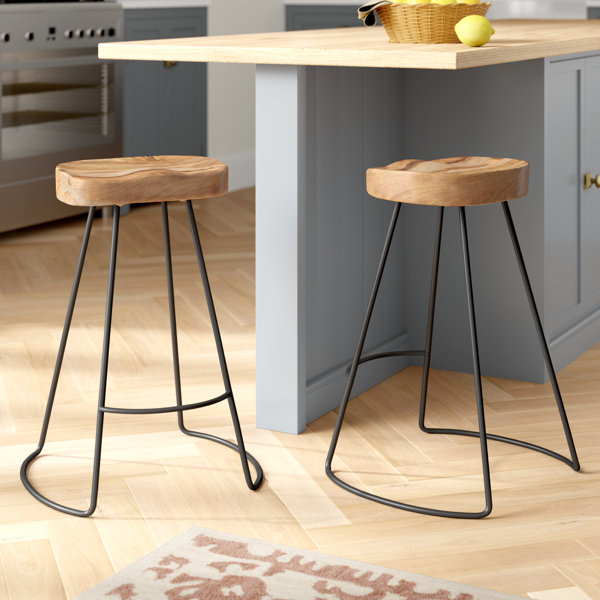 Taburete de bar y mostrador de madera maciza Keilia
