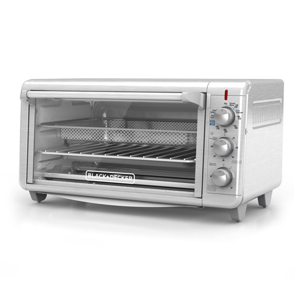 Horno tostador y freidora de aire Crisp 'N Bake BLACK+DECKER, 8 rebanadas, 5 funciones de cocción, temporizador de 60 minutos, acero inoxidable