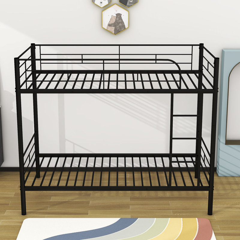 Byrone Kids Twin Over Twin Bunk Bed, Black
