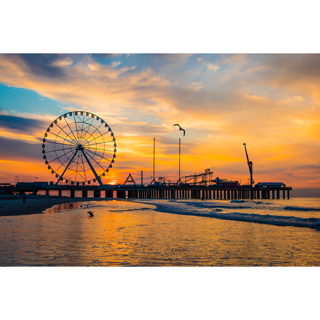 Sunrise Over Pier - Wrapped Canvas Print