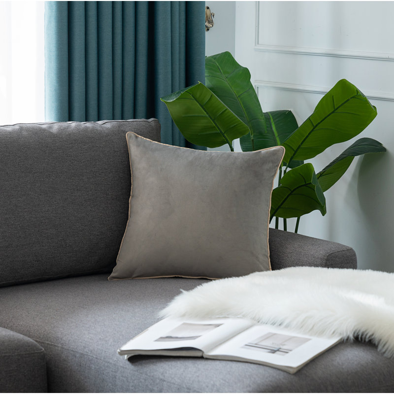 Velvet Throw Pillow Set of 2, Gray