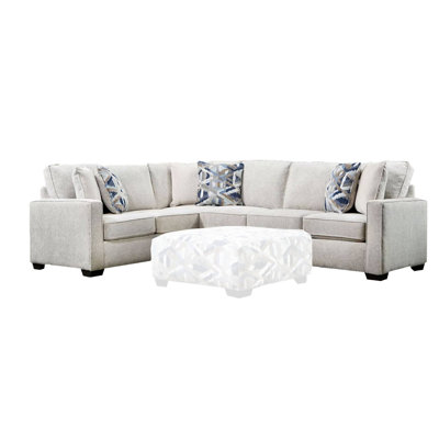 123.4" W Contemporary Sectional, Ivory