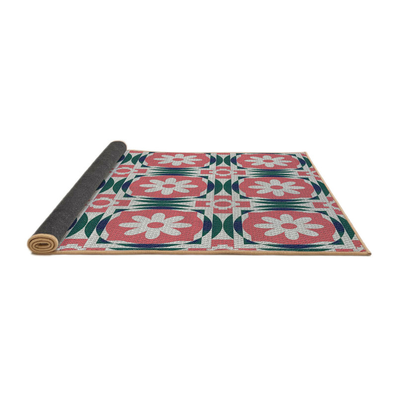 Tapis vert / rose Power Loom, Carré 4 pi
