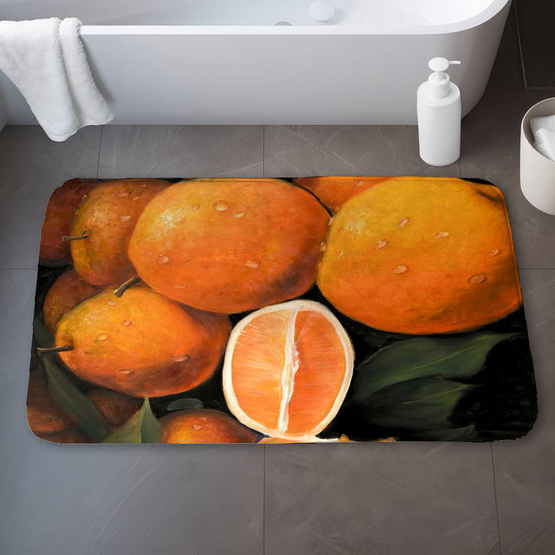 Fresh oranges Bath Mat with Non-Slip Backing - Quick Dry Memory Foam Bathroom Rug - Absorbent - Modern Plush Spa-Style - Machine Washable