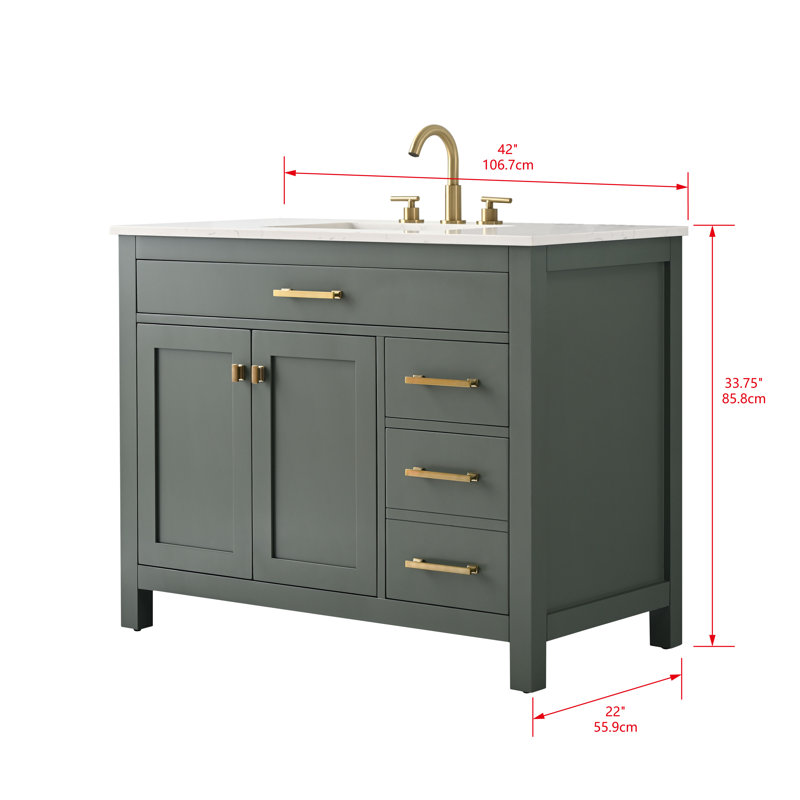 Trevor 42" W Single Vanity, Vintage Green/Brushed Gold