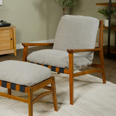 Mid Century Solid Wood Rocking Chair + Ottoman