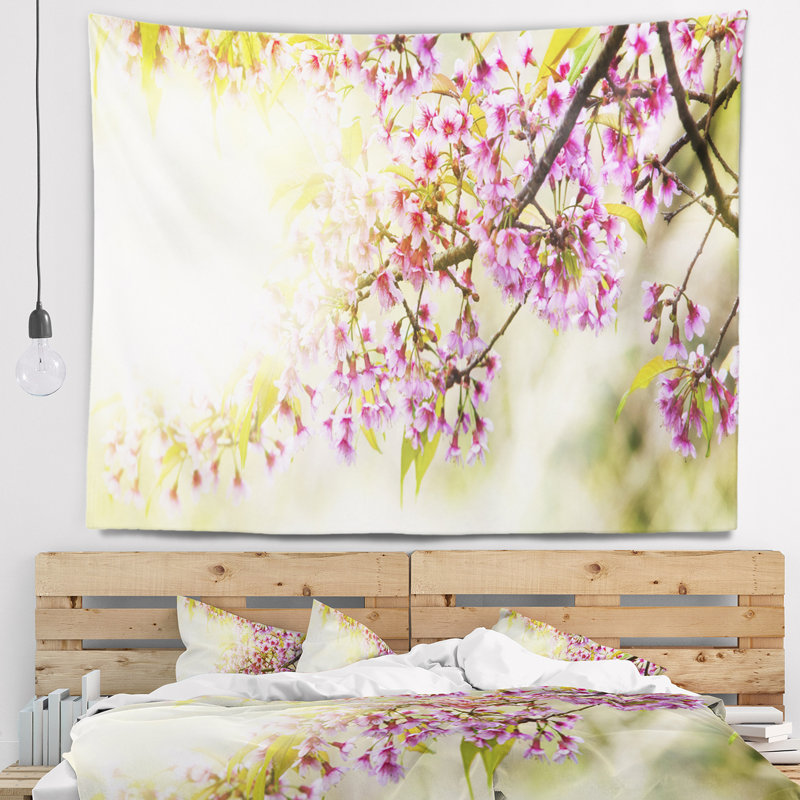 Tapisserie de fleurs de cerisier en fleurs Floral, H 68 po x l 80 po