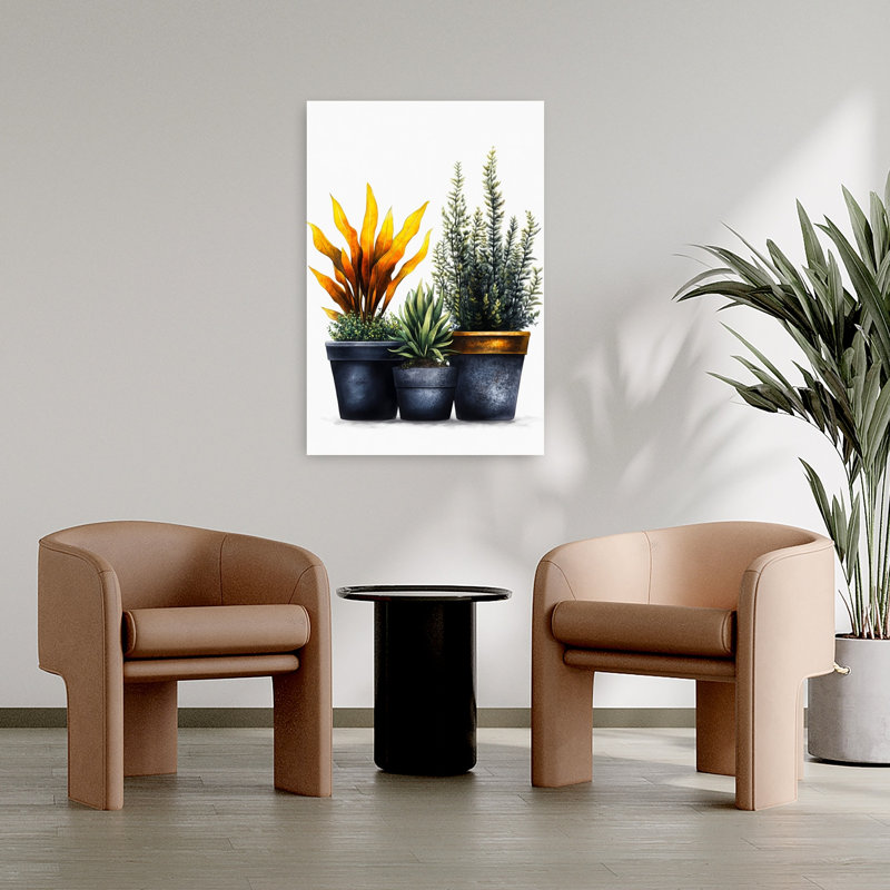 «Vibrant Pots Plants Vibrant Abstract Succulent Landscape Nature», reproduction d'art murale, 36" H x 24" W