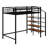 Twin Size Metal Loft Bed - Upper Grid Storage Shelf & Lateral Storage Ladder-568256399