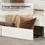 Lit de jour rembourré simple avec tiroirs de rangement, station de charge USB, lumières à DEL RVB et rangement pour tête de lit-840240441