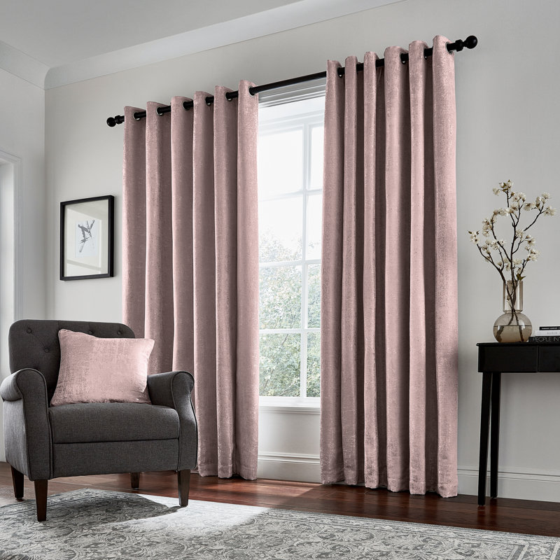 Roma Eyelet Room Darkening Curtains, 167cm Width x 228cm Drop, Rose
