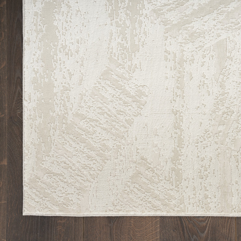 Tapis d'intérieur moderne ivoire d'intérieur, Rectangle 9 pi x 12 pi