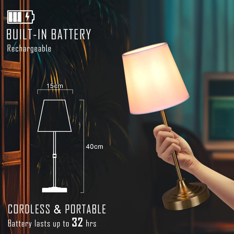 Rechargeable Touch Control LED Table Lamp With Dimmable Cordless Design For Bedroom, Dining Room, Office