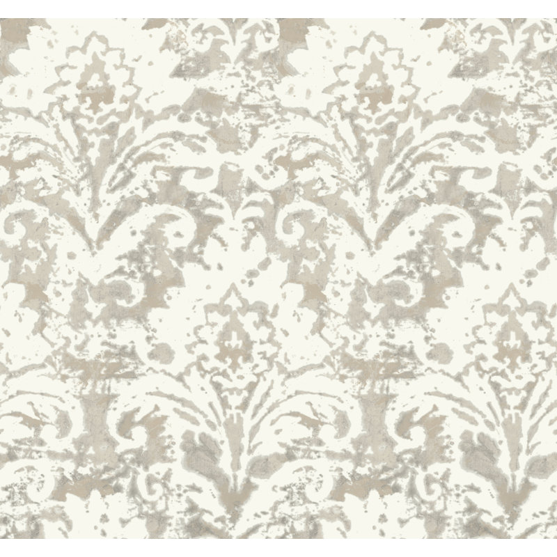 Papier peint velours velours damassé neutre et perle, Beige