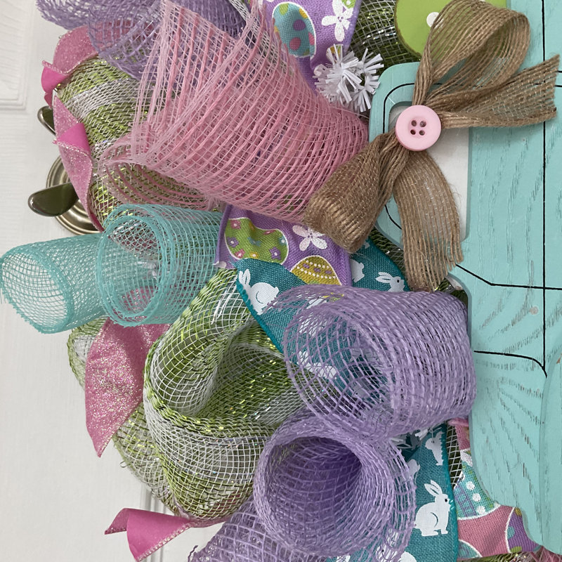 Couronne en maille Happy Truck avec œufs pastel 24 po