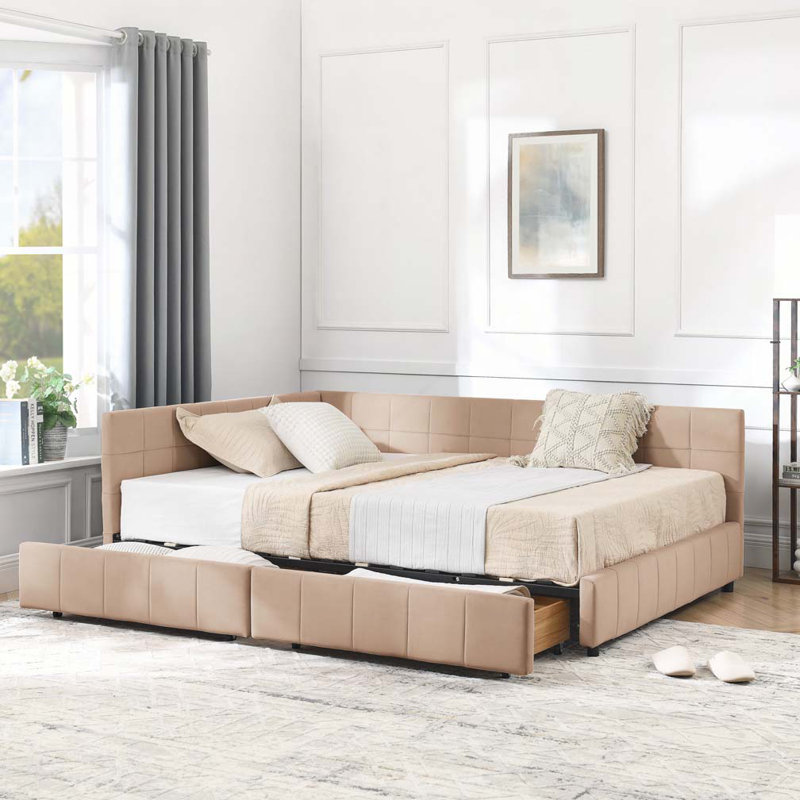 Velvet Storage Daybed, Pink