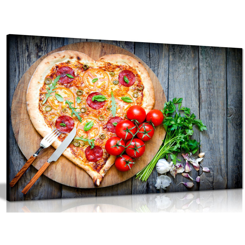 Pizza He Tomato Restaurant Food - Wrapped Canvas Print, 61cm H x 91cm W