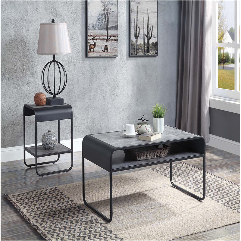 Metal Frame Coffee Table With Open Shelf